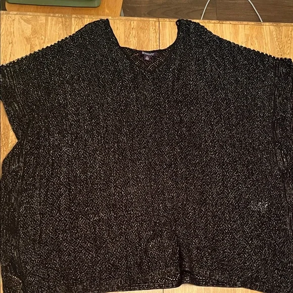Roaman's Black Open-Knit Top - Picture 3 of 4